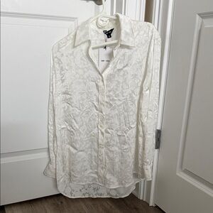 White Floral Patterned Women's Shirt